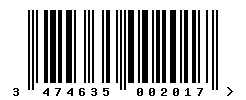 upc 3474635002017 barcode image