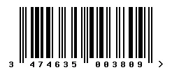 EAN barcode 3474635003809