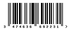 upc 3474636692231 barcode image