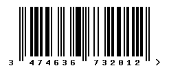 upc 3474636732012 barcode image