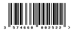 EAN barcode number 3574660002522