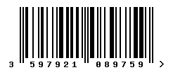 EAN barcode number 3597921089759