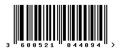 EAN barcode number 3600521044094