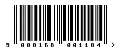 EAN barcode 5000168001104