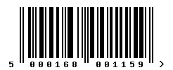 EAN barcode 5000168001159