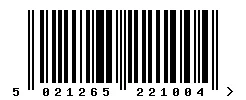 EAN barcode 5021265221004