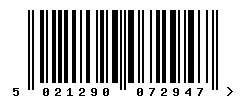 EAN barcode 5021290072947