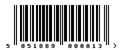 EAN barcode number 5051889000013