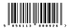 EAN barcode number 5056113800926