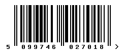 EAN barcode number 5099746027018