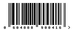 EAN barcode number 604888900416