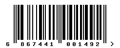 EAN barcode number 6867441001492