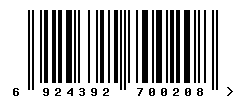 EAN barcode number 6924392700208
