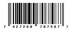 EAN barcode number 7427260707587