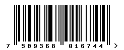 upc 7509368016744 barcode image