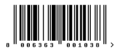 EAN barcode number 8006363001038