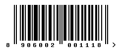 upc 8906002001118 barcode image