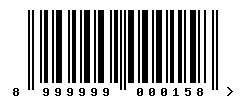 EAN barcode number 8999999000158