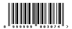 EAN barcode number 8999999003074