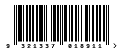 EAN barcode number 9321337018911