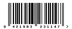 EAN barcode 9421903231147