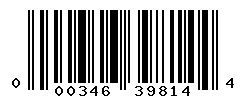 UPC barcode number 000346398144