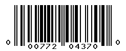 UPC barcode number 000772043700