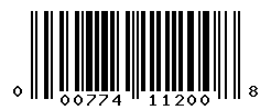 UPC barcode number 000774112008