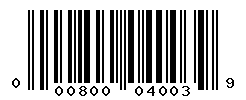 UPC barcode number 000800040039