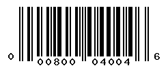 UPC barcode number 000800040046