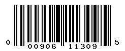 UPC barcode number 000906113095
