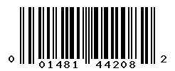 UPC barcode number 001481442082