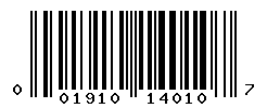 UPC barcode number 001910140107