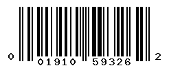 UPC barcode number 001910593262