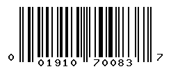 UPC barcode number 001910700837