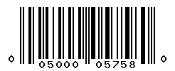 UPC barcode number 005000057580