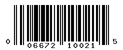 UPC barcode number 006672100215