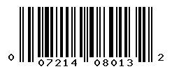 UPC barcode number 007214080132