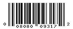 UPC barcode number 008080093172