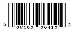 UPC barcode number 008100004102