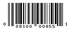 UPC barcode number 008100008551