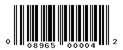 UPC barcode number 008965000042