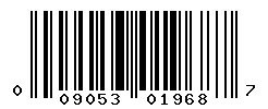 UPC barcode number 009053019687
