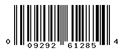 UPC barcode number 009292612854