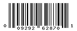 UPC barcode 009292628701