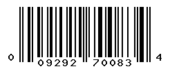 UPC barcode number 009292700834