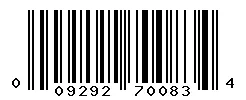 UPC 009292700834 barcode image