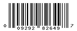 UPC barcode number 009292826497