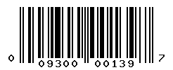UPC barcode number 009300001397