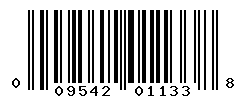 UPC barcode number 009542011338